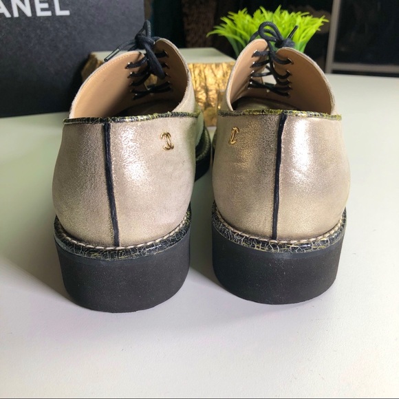 Chanel Authentic Lace Up Oxfords W/ Box 38.5 - Picture 5 of 8